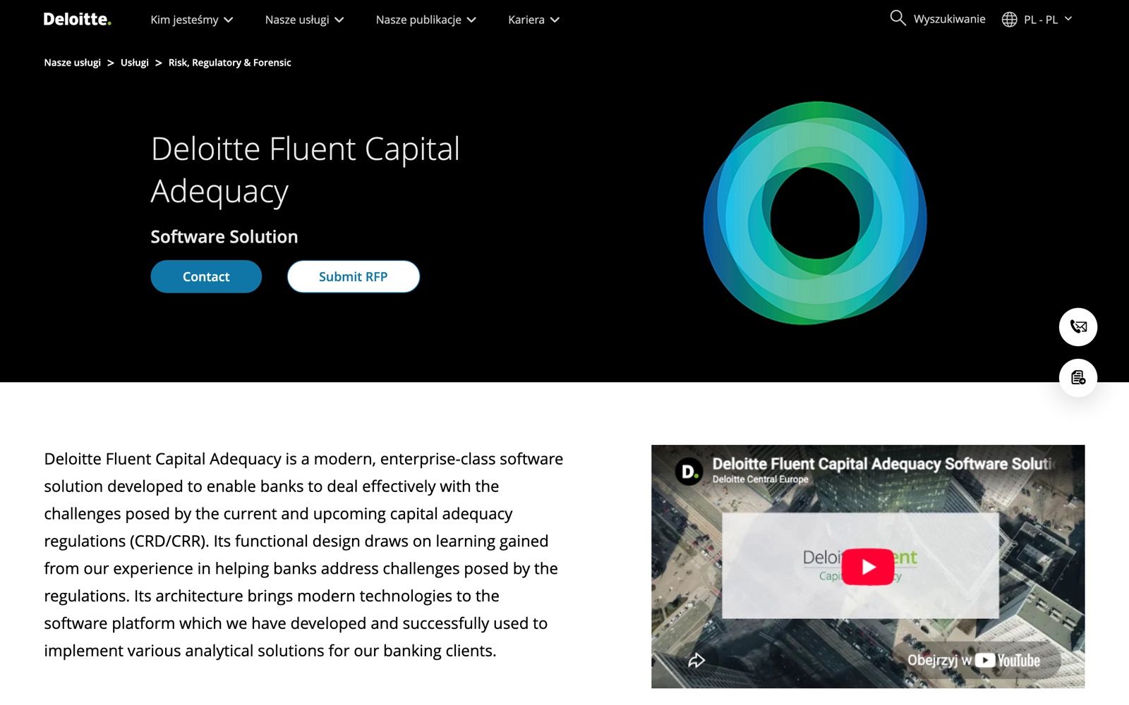 Deloitte Fluent Capital Adequacy — zrzut ekranu