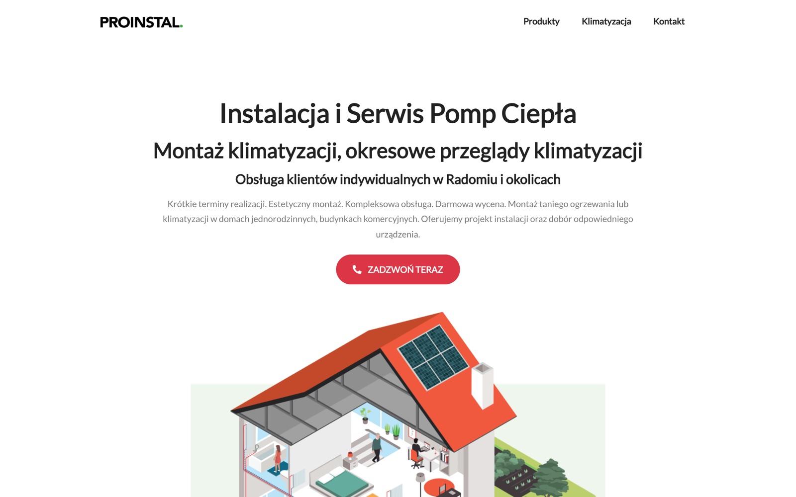 Strona Proinstal — zrzut ekranu